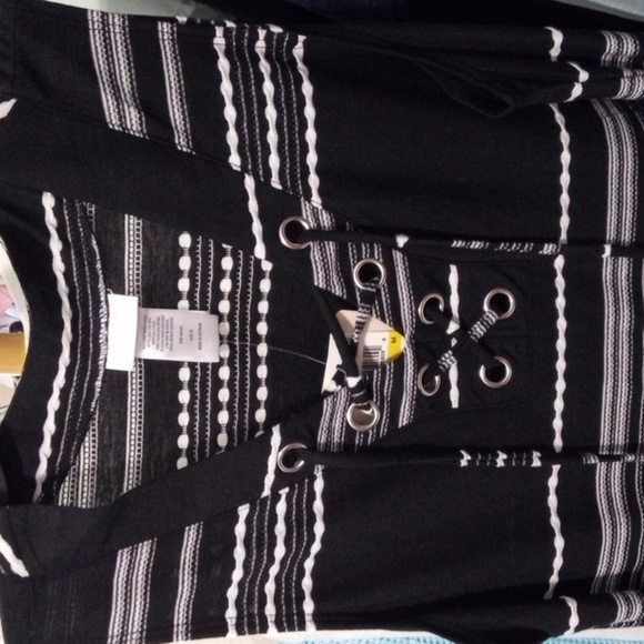 DOTTI BLACK & WHITE SLEEVELESS SWIM DRESS V-NECK SWIMSUIT COVER UP SIZE MED NWT - Picture 6 of 7